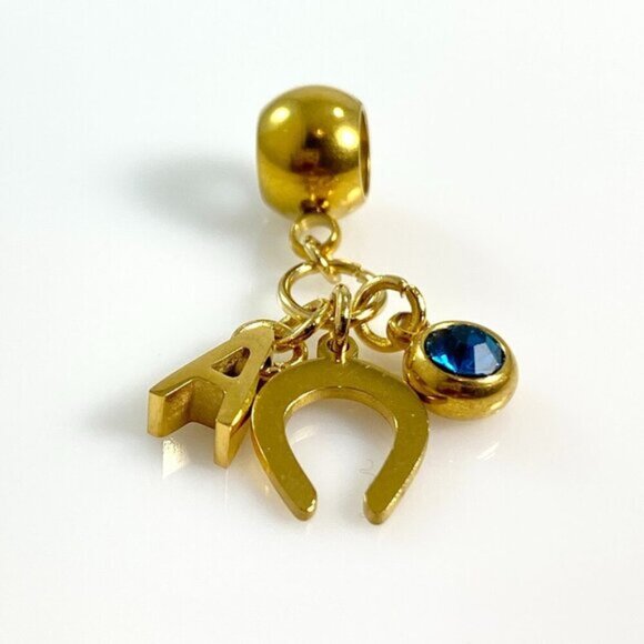 Horseshoe with Letter and Birthstone Charm - CUSTOMIZABLE - Picture 6 of 6